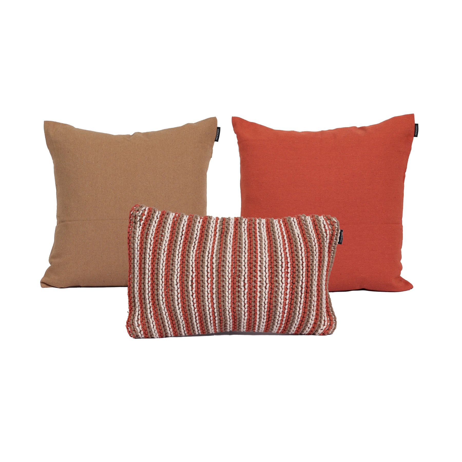 Kit com 3 Capas de Almofadas Maracaípe - Caramelo c/ Terracota