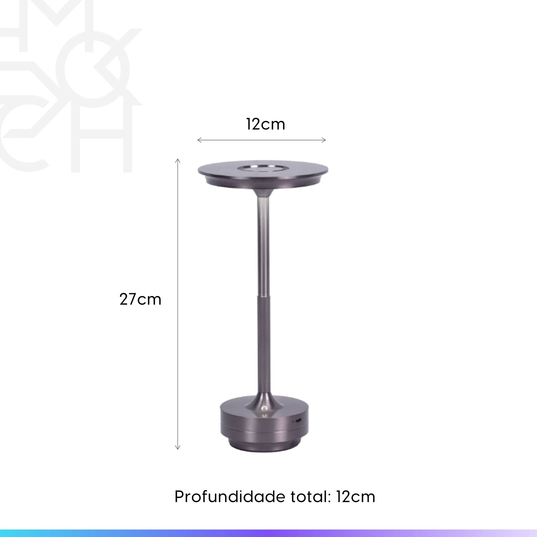 Luminária de Mesa Sem Fio Mark 28 cm - Cinza