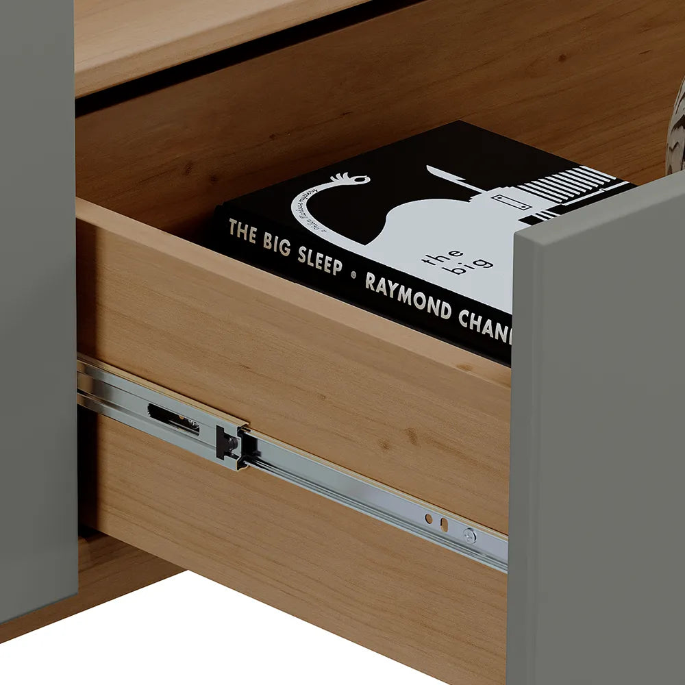 Buffet 4 Portas 1 Gaveta Amsterdã 165 cm - Natural c/ Verde