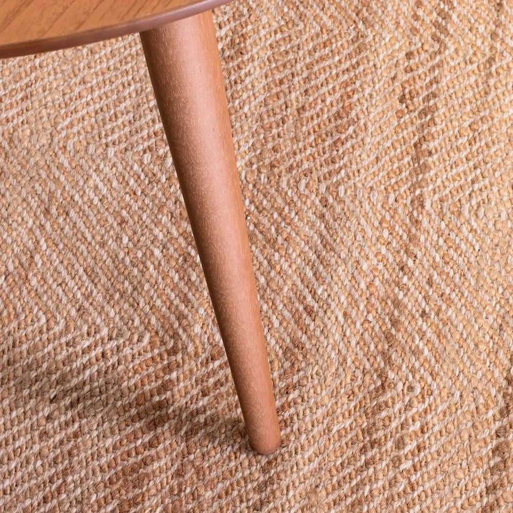 Conjunto de Jantar Mesa Redonda Ollie 2 Cadeiras New Drop - Natural c/ Off White