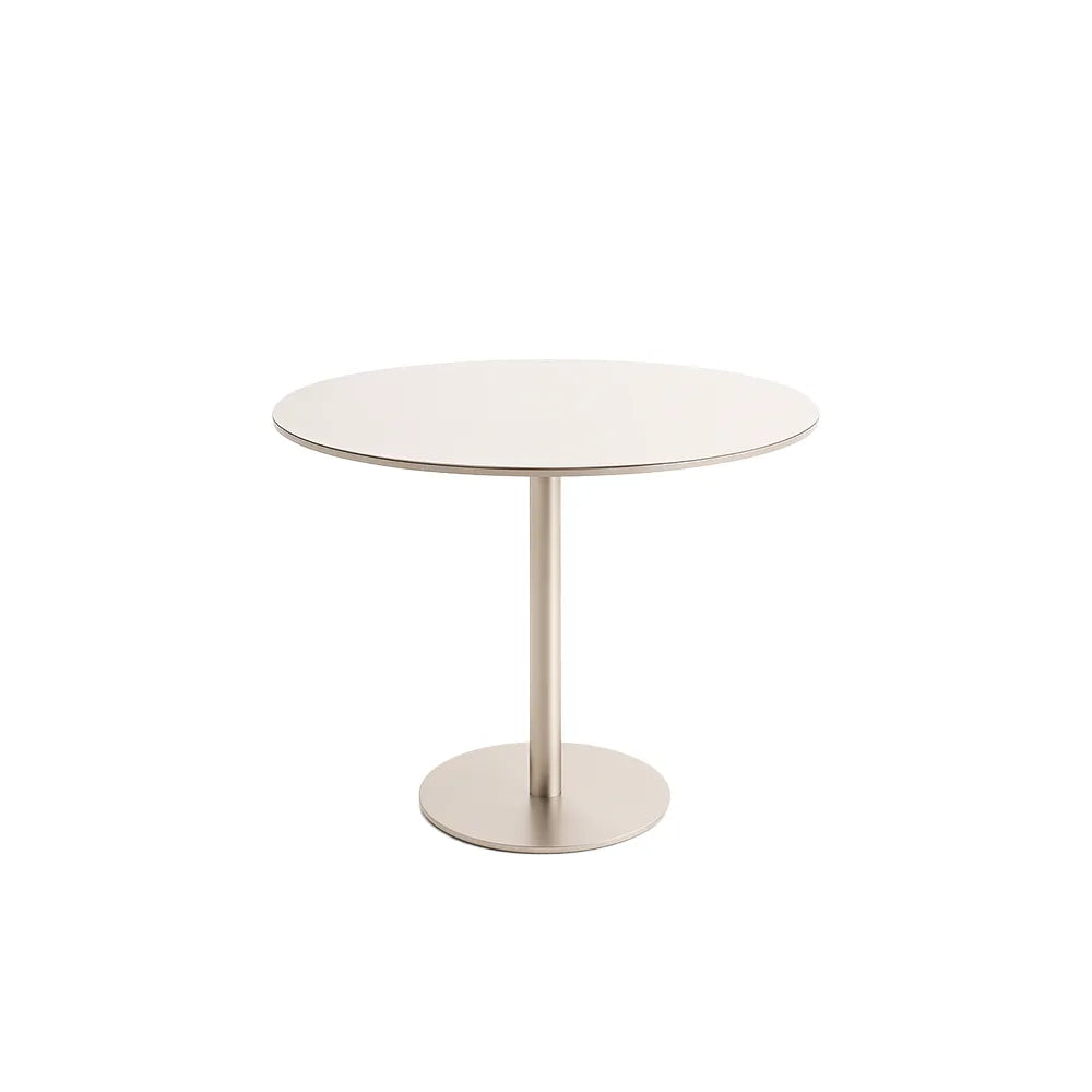 Mesa de Jantar Redonda com Vidro para 4 Lugares Cloe 108 cm - Champanhe c/ Off White Fosco