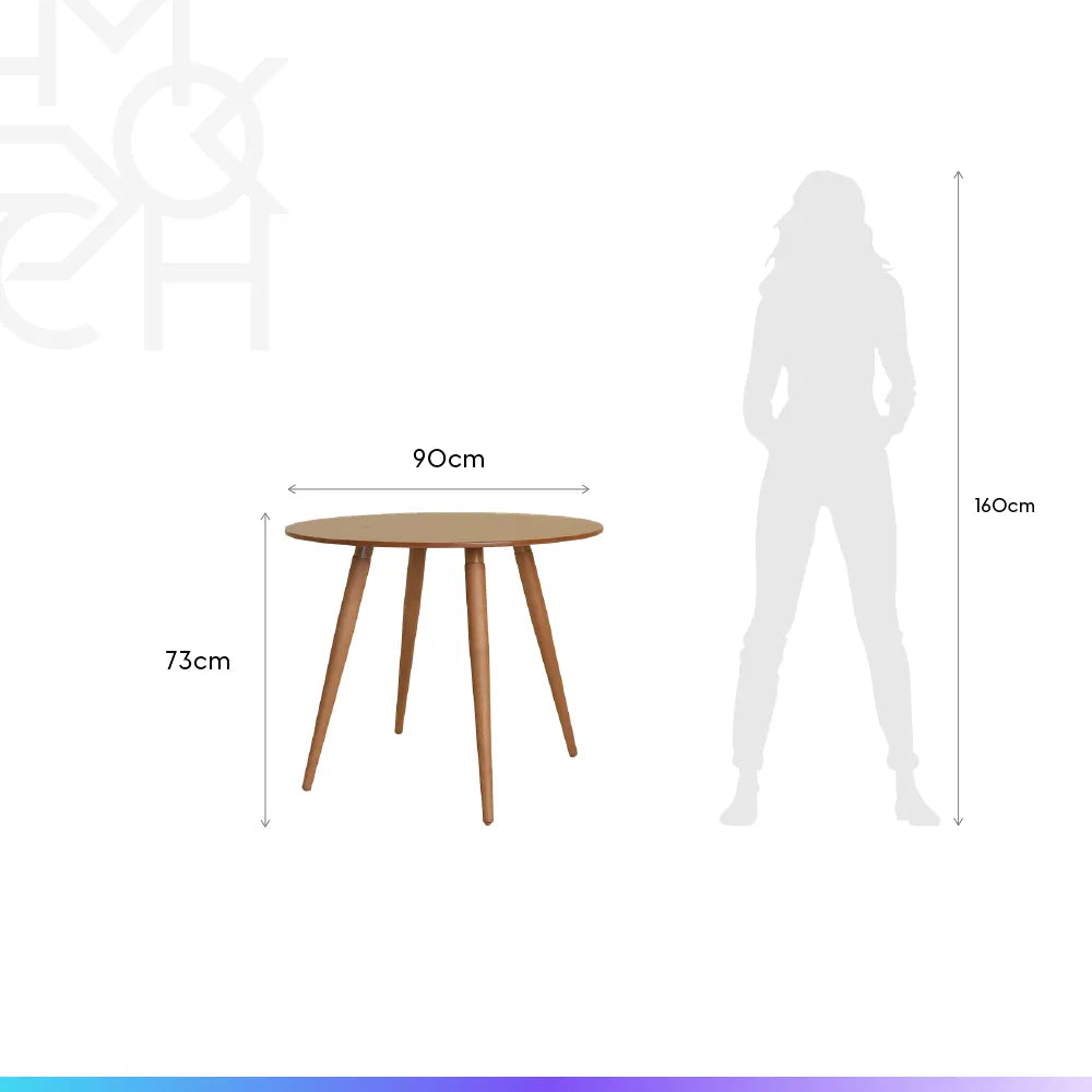 Conjunto de Jantar Mesa Redonda Ollie 2 Cadeiras New Drop - Natural c/ Cinza