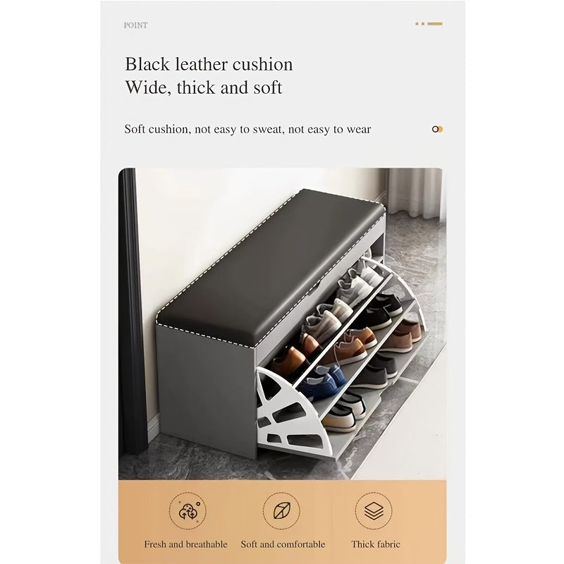 23.62 inch shoe cabinet, integrated multifunctional shoe cabinet for lobby, bedroom, and corridor, with 3 layers of storage space, leather soft bag cushion, convenient and movable, easy to install Gift suitable for giving.