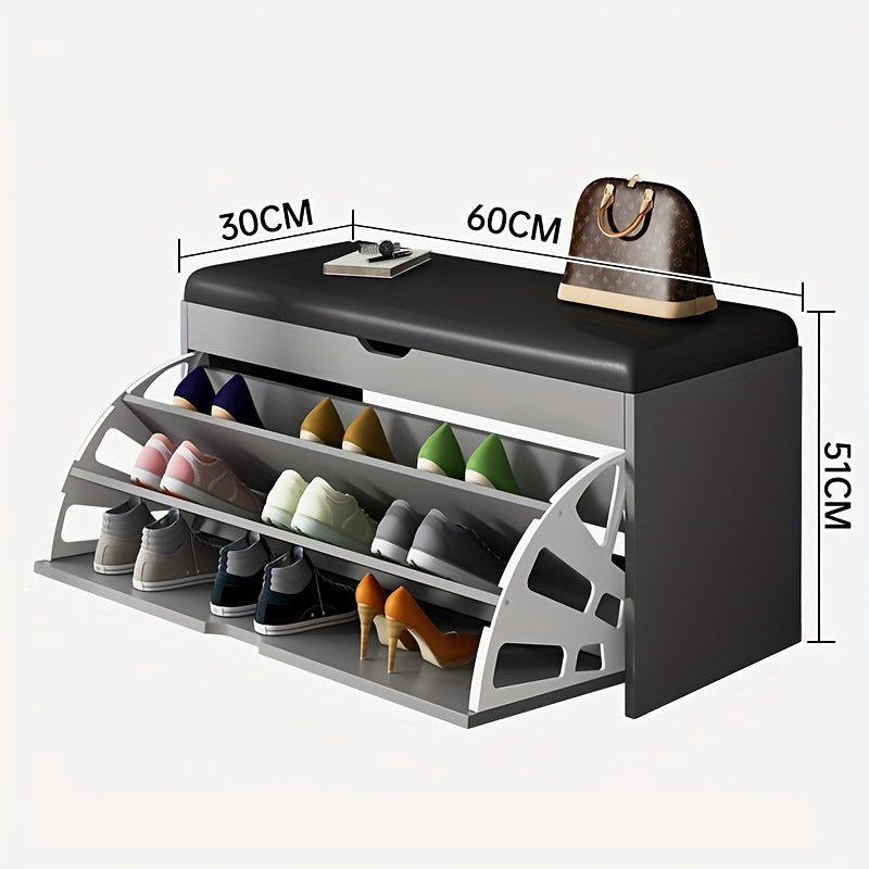23.62 inch shoe cabinet, integrated multifunctional shoe cabinet for lobby, bedroom, and corridor, with 3 layers of storage space, leather soft bag cushion, convenient and movable, easy to install Gift suitable for giving.
