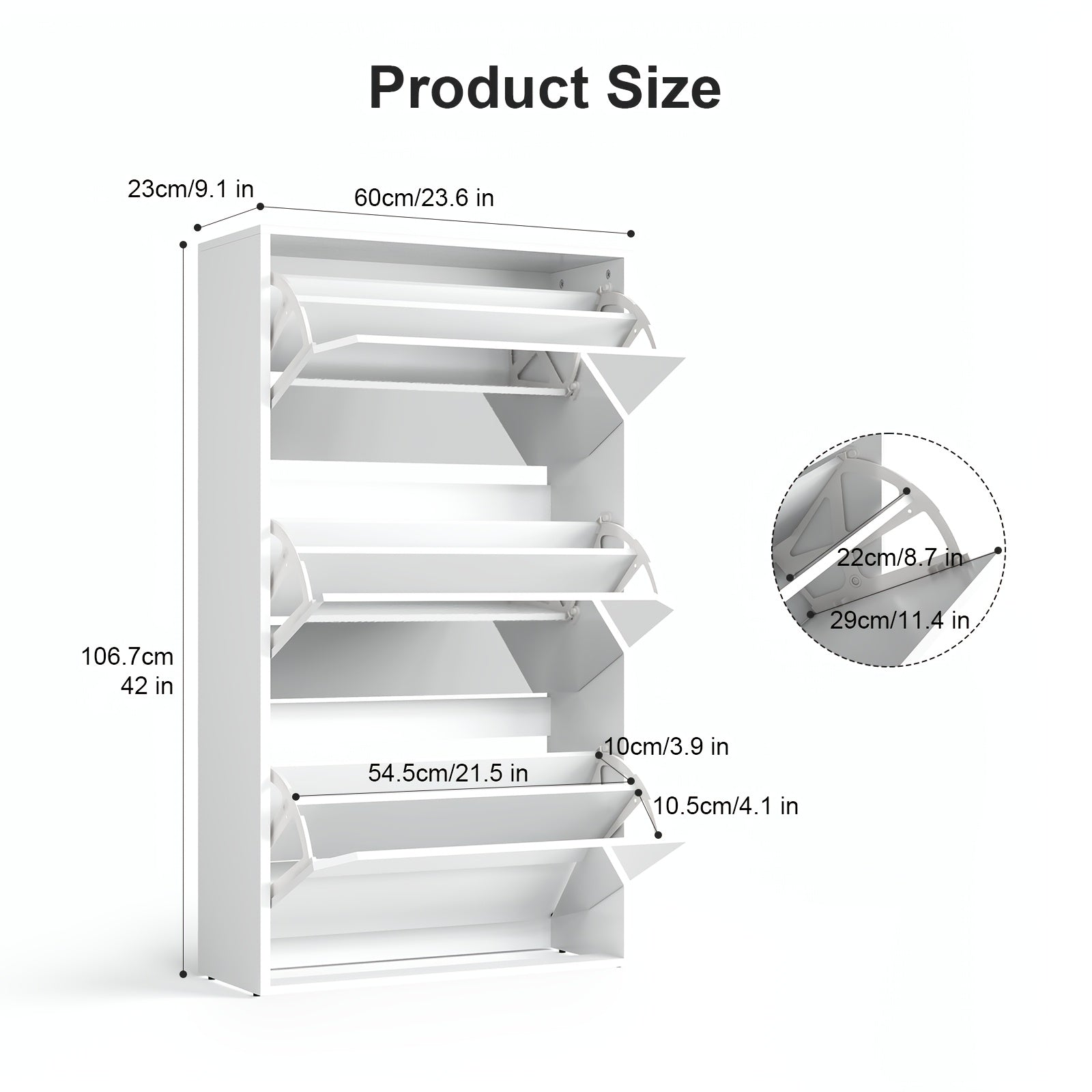 Sapateira com 3 Gavetas Basculantes e 2 Gavetas de Armazenamento + 1 Ano de Garantia