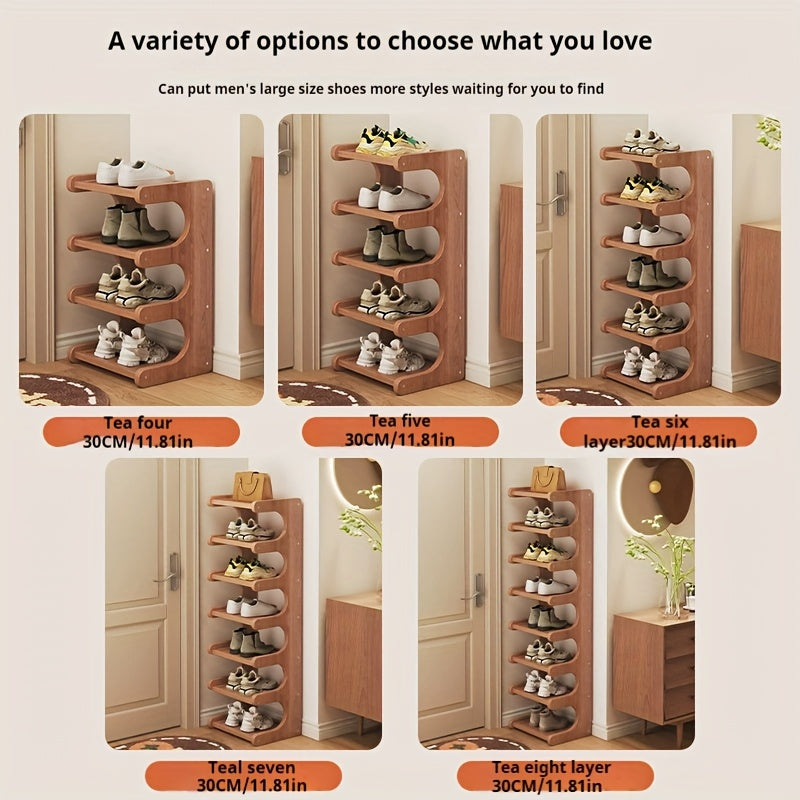 8-story Bamboo Shoe Rack, Multi-purpose Storage Rack, Narrow Space Storage Rack, Simple Bamboo Shoe Rack Suitable For Various Rooms, Room Decoration Rack, Bookshelf Kitchen Shelf, Holiday Gift, Housewarming Gift. Shoe Storage Box