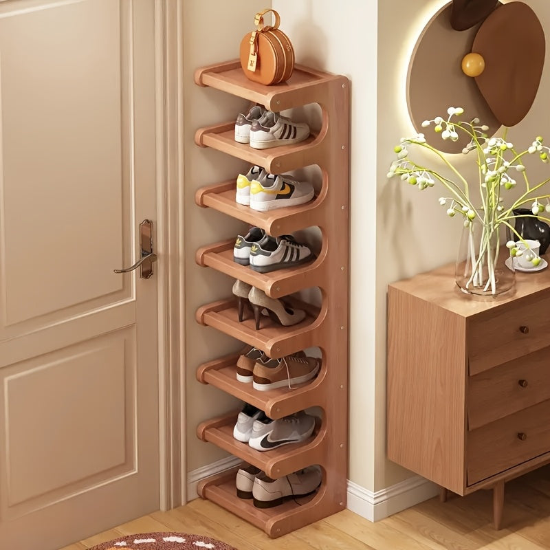 8-story Bamboo Shoe Rack, Multi-purpose Storage Rack, Narrow Space Storage Rack, Simple Bamboo Shoe Rack Suitable For Various Rooms, Room Decoration Rack, Bookshelf Kitchen Shelf, Holiday Gift, Housewarming Gift. Shoe Storage Box