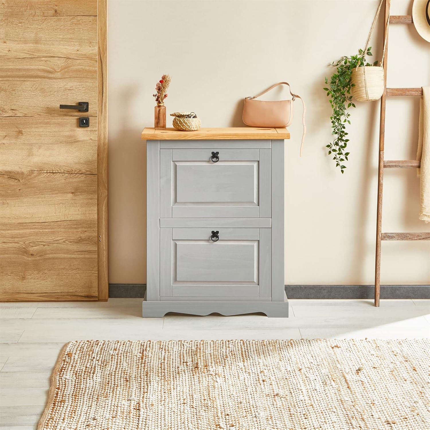 Sapateira Madeira 2 Portas Basculantes 10 Pares Rústico + 1 Ano de Garantia