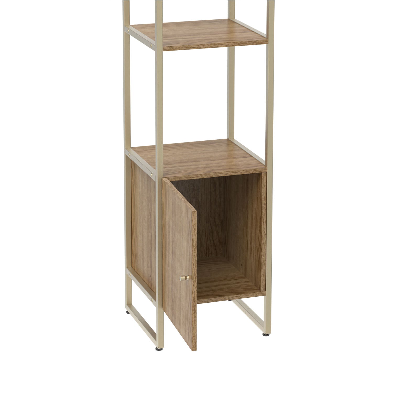 Estante com 3 Prateleiras 1 Porta MDF com Aço Voss 40 cm - Freijó c/ Champanhe