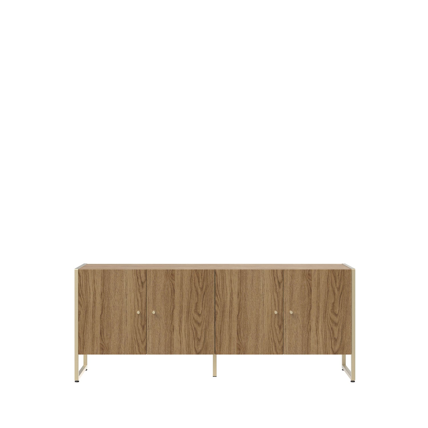 Rack para TV Até 50" 4 Portas Aço com MDF Voss 146 cm - Freijó c/ Champanhe