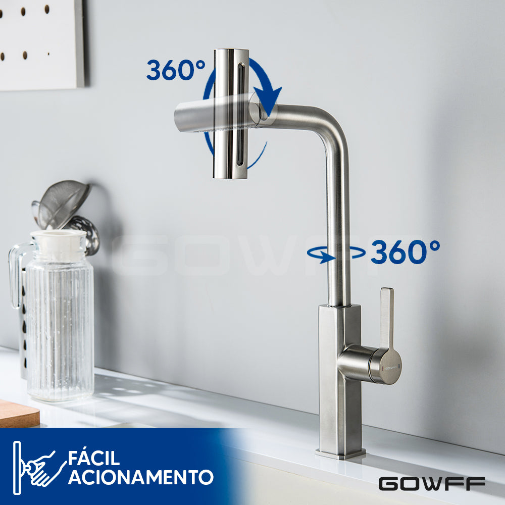 Torneira Misturador Gourmet Cozinha Monocomando Aço Escovado