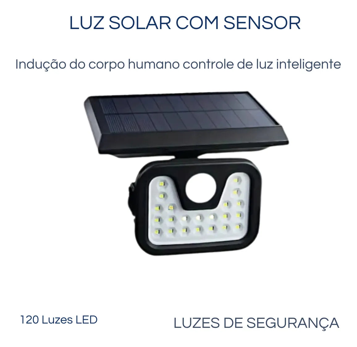 2 Lâmpadas Solares Led Área Externa Com Sensor De Presença Preto
