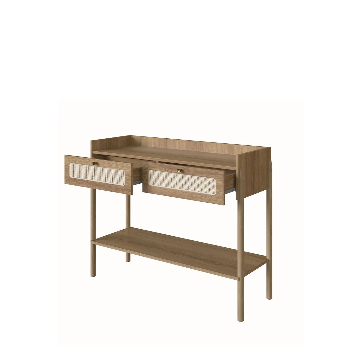 Aparador 2 Gavetas Ander 103 cm - Mel c/ Palhinha - Dourado