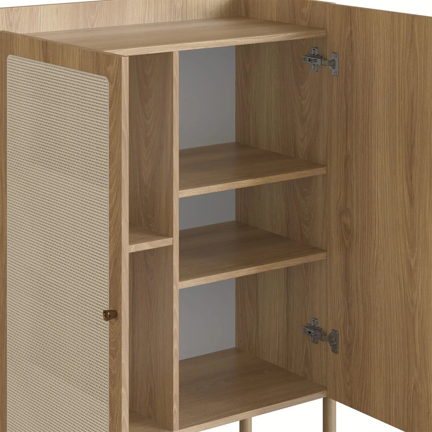 Balcão Buffet 2 Portas Ander 93 cm - Mel c/ Palhinha - Dourado