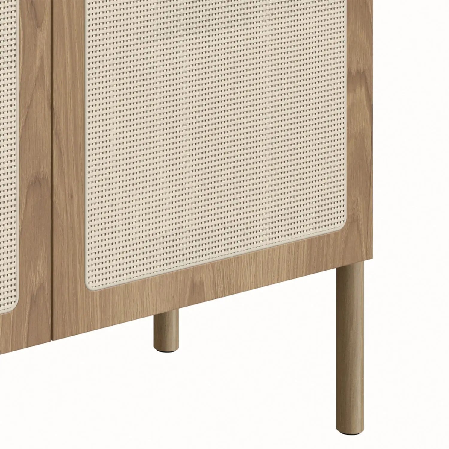 Balcão Buffet 2 Portas Ander 93 cm - Mel c/ Palhinha - Dourado