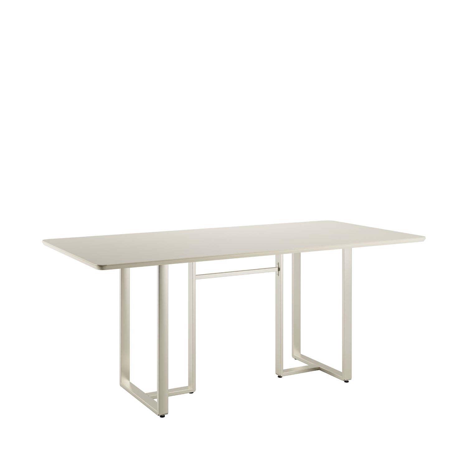 Mesa de Jantar Retangular com Vidro para 6 Lugares Arcádia 184 cm - Champanhe c/ Off White Fosco