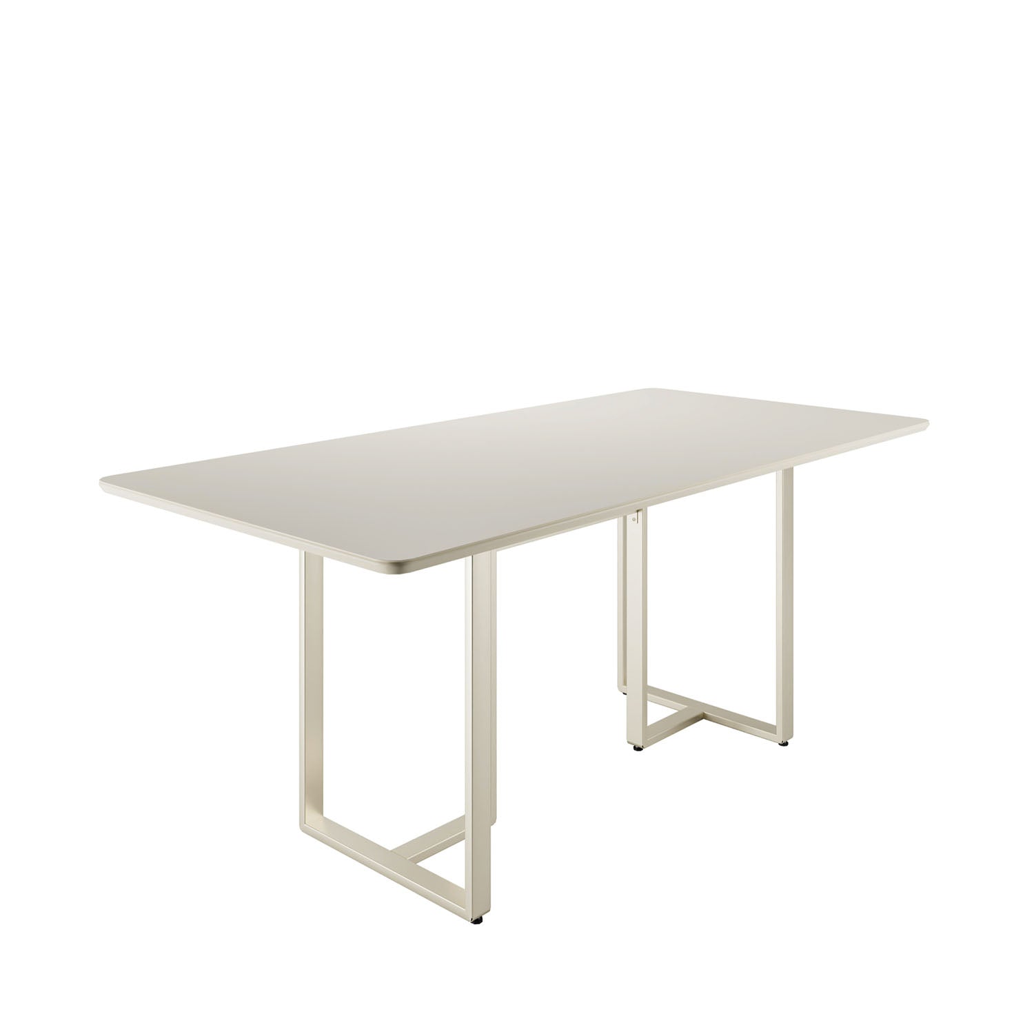 Mesa de Jantar Retangular com Vidro para 6 Lugares Arcádia 184 cm - Champanhe c/ Off White Fosco