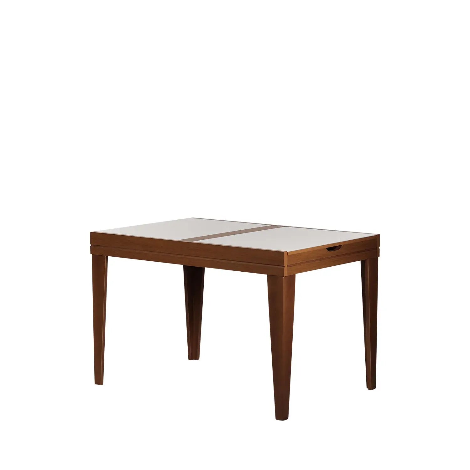 Mesa de Jantar Extensível Smart 120/180 cm - Imbuia c/ Vidro Branco