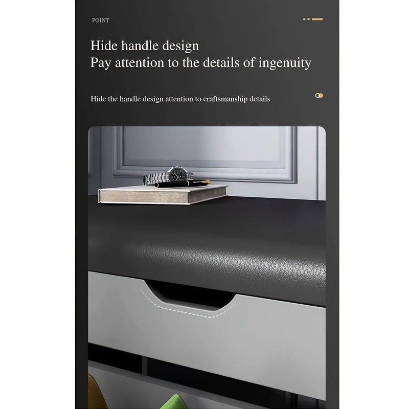 23.62 inch shoe cabinet, integrated multifunctional shoe cabinet for lobby, bedroom, and corridor, with 3 layers of storage space, leather soft bag cushion, convenient and movable, easy to install Gift suitable for giving.