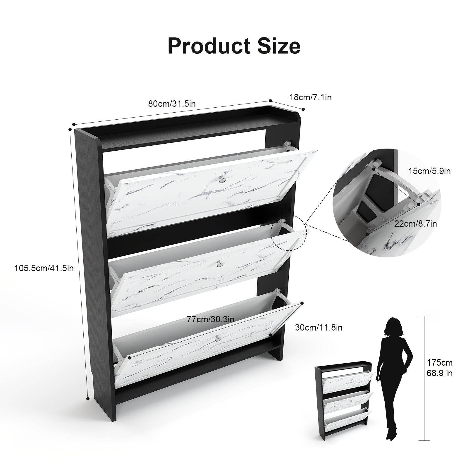 Sapateira com 3 Gavetas Basculantes e 2 Gavetas de Armazenamento + 1 Ano de Garantia