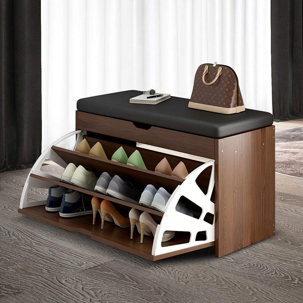 23.62 inch shoe cabinet, integrated multifunctional shoe cabinet for lobby, bedroom, and corridor, with 3 layers of storage space, leather soft bag cushion, convenient and movable, easy to install Gift suitable for giving.