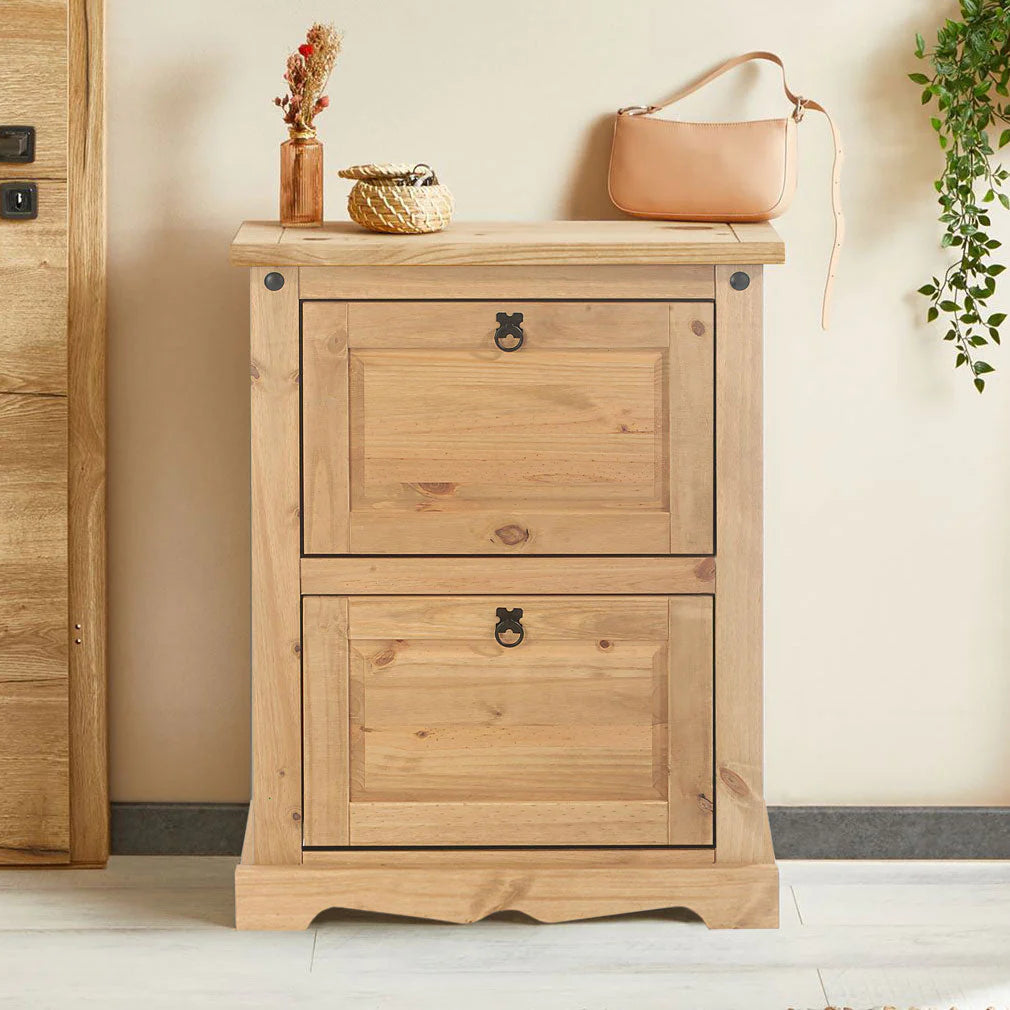 Sapateira Madeira 2 Portas Basculantes 10 Pares Rústico + 1 Ano de Garantia