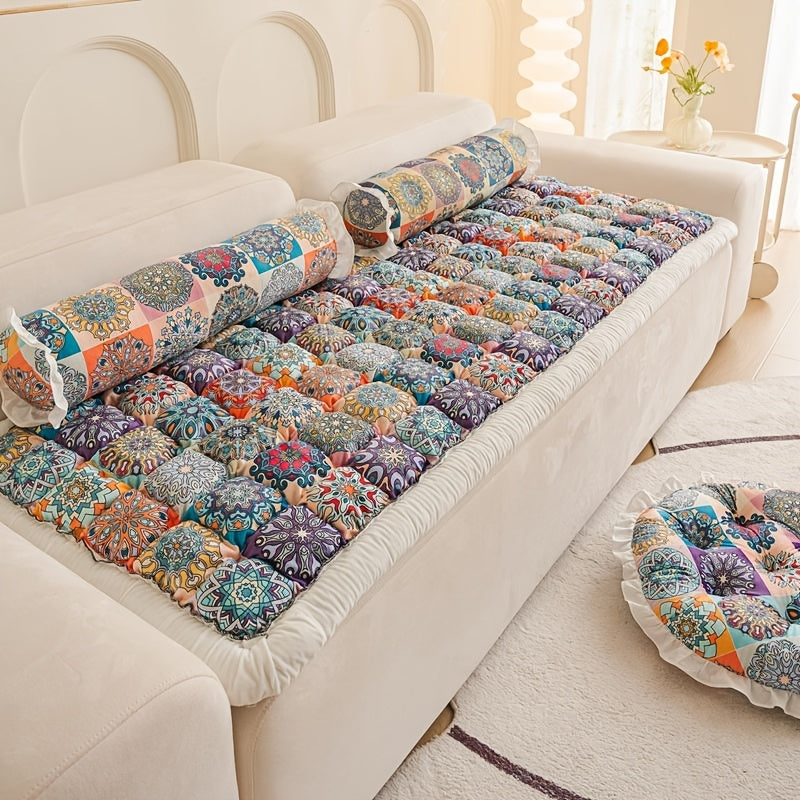 One Plush Thick Bohemian Style Handmade All-Season Non-Slip Multifunctional High-Quality Sofa Cushion, Adding Unique Charm with Eye-Catching Colors and Patterns for the Entire Home Space