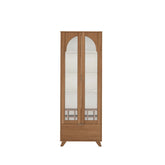 Cristaleira 2 Portas com Vidro Verona 70 cm - Mel c/ Off White