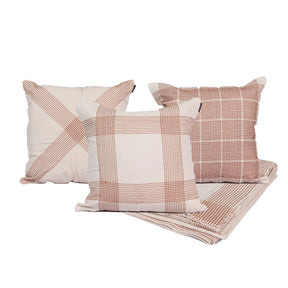 Kit com 3 Capas de Almofadas 1 Manta Prisma - Cru c/ Caramelo