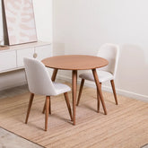 Conjunto de Jantar Mesa Redonda Ollie 2 Cadeiras New Drop - Natural c/ Off White