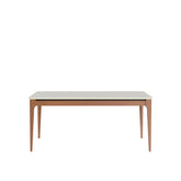 Mesa de Jantar Retangular c/ Vidro para 6 Lugares Addar 180 cm - Natural c/ Off White