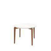 Mesa de Jantar Redonda c/ Vidro para 4 Lugares Donatella 115 cm - Off White Fosco c/ Natural