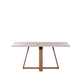 Mesa de Jantar Retangular c/ Vidro para 6 Lugares Avena 160 cm - Canella c/ Off White Fosco