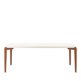 Mesa de Jantar Retangular c/ Vidro para 8 Lugares Donatella 219 cm - Off White Fosco c/ Natural