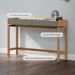 Aparador 2 Gavetas Amsterdã 120 cm - Natural c/ Verde