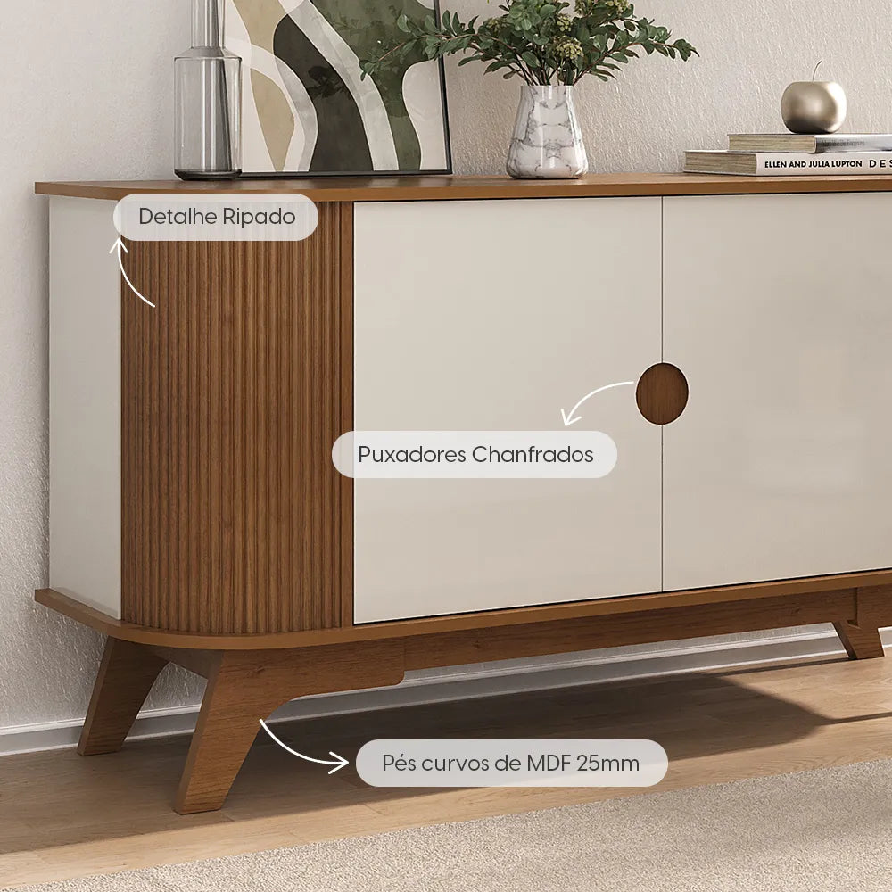 Buffet 2 Portas Tivoli 140 cm - Mel c/ Off White