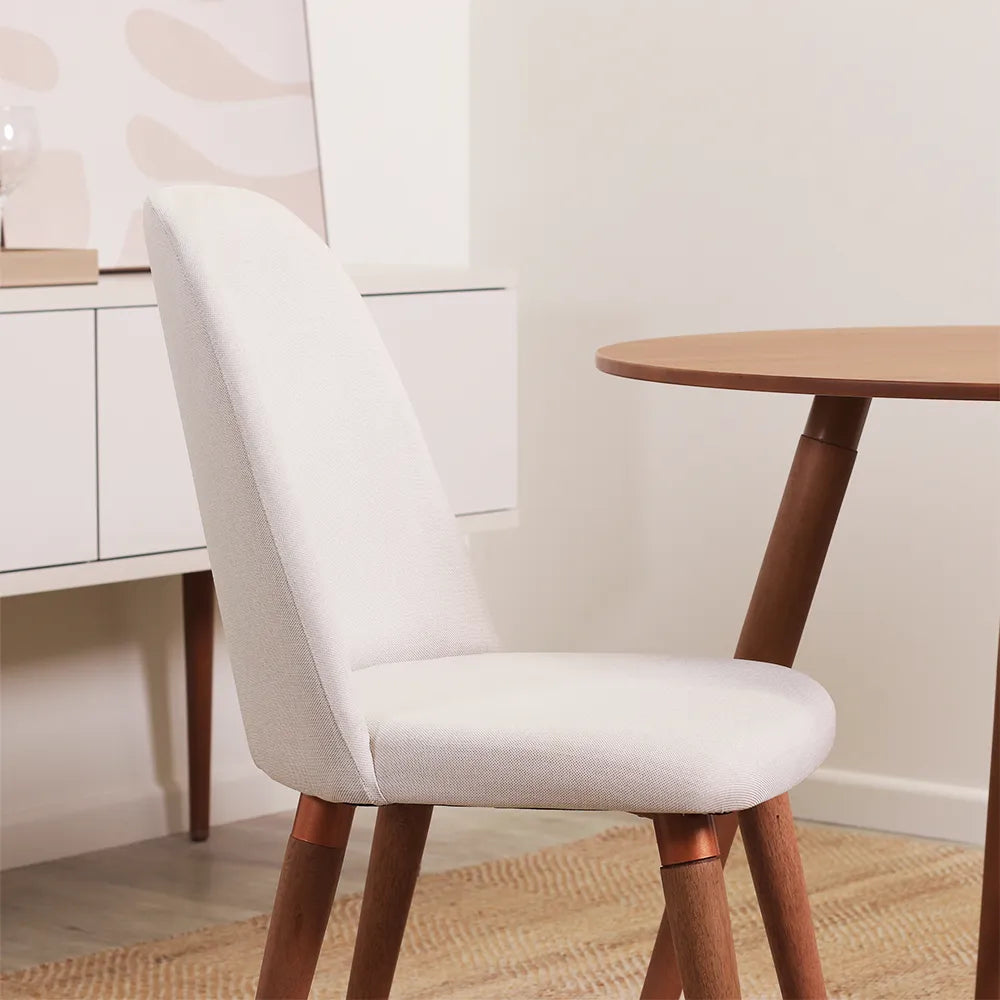 Conjunto de Jantar Mesa Redonda Ollie 2 Cadeiras New Drop - Natural c/ Off White