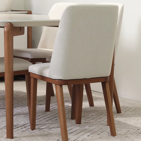 Conjunto de Jantar Mesa Retangular com Vidro Donatella 6 Cadeiras Kalina - Natural c/ Off White