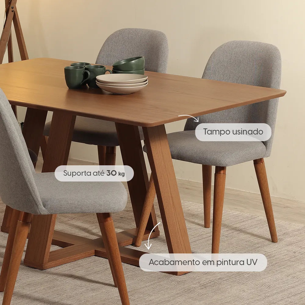 Mesa de Jantar Retangular para 4 Lugares Avena 135 cm - Canella