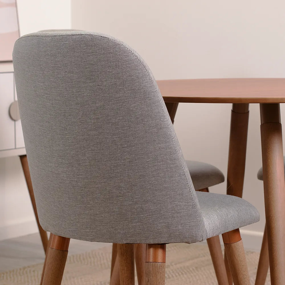 Conjunto de Jantar Mesa Redonda Ollie 2 Cadeiras New Drop - Natural c/ Cinza