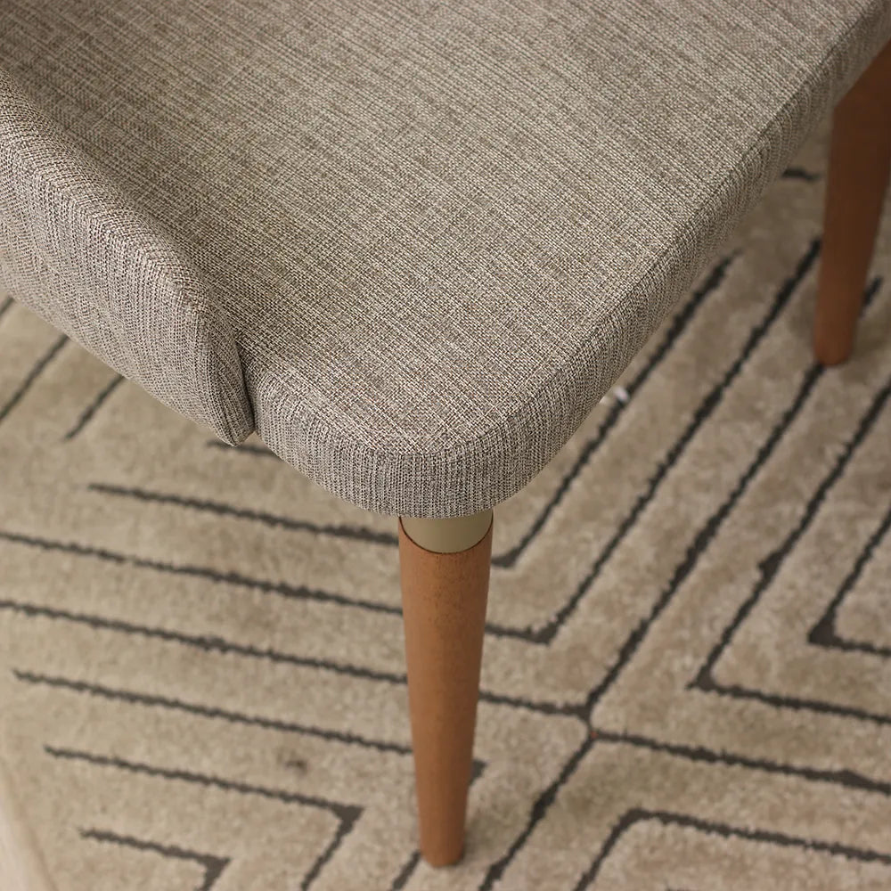 Conjunto de Jantar Mesa Retangular com Vidro Kalina 6 Cadeiras Evelyn - Canella c/ Cinza