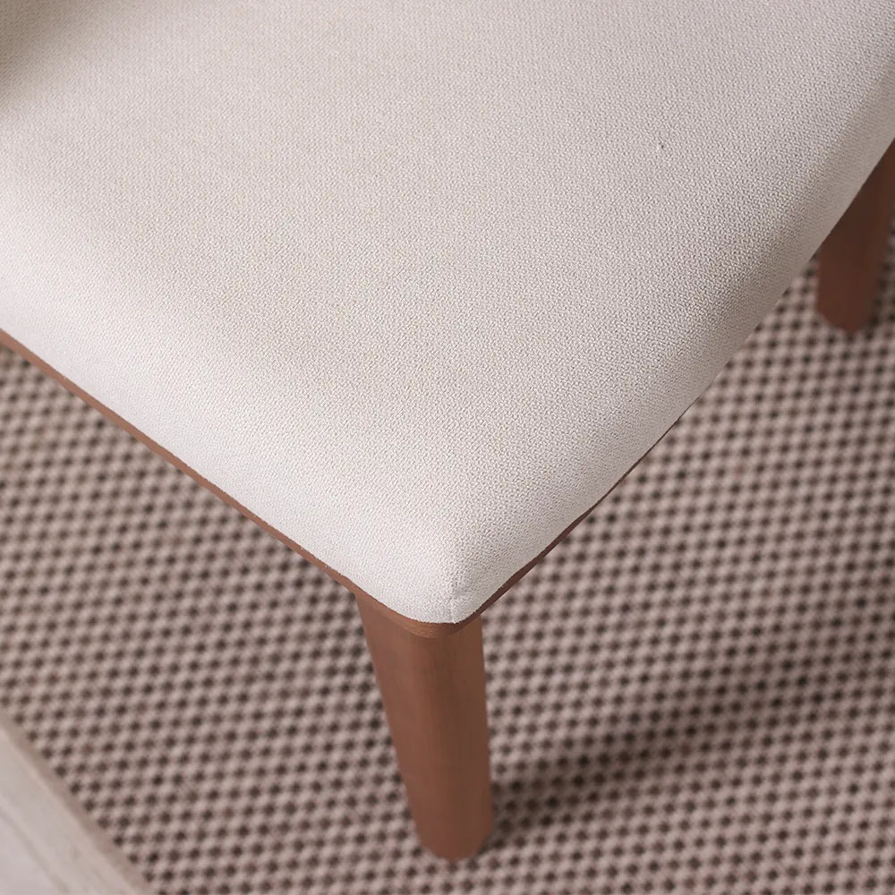 Conjunto de Jantar Mesa Retangular com Vidro Donatella 6 Cadeiras Kalina - Natural c/ Off White