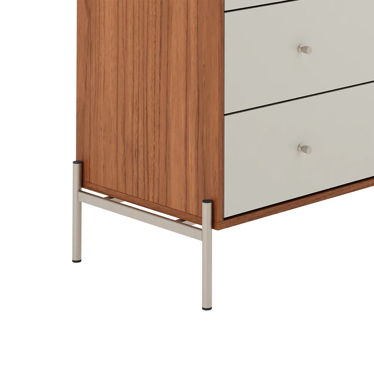 Conjunto 2 Mesas de Cabeceira e Cômoda 3 Gavetas Jasper - Off White Fosco c/ Canella - Champanhe