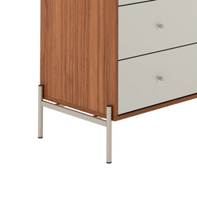 Conjunto 2 Mesas de Cabeceira e Cômoda 3 Gavetas Jasper - Off White Fosco c/ Canella - Champanhe