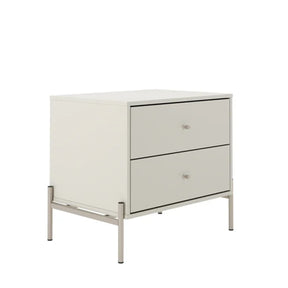 Conjunto 2 Mesas de Cabeceira e Cômoda 6 Gavetas Jasper - Off White Fosco c/ Champanhe