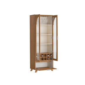 Cristaleira 2 Portas com Vidro Verona 70 cm - Mel c/ Off White