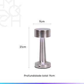 Luminária de Mesa Sem Fio Levi 21 cm - Prata