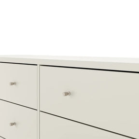 Conjunto 2 Mesas de Cabeceira e Cômoda 6 Gavetas Jasper - Off White Fosco c/ Champanhe