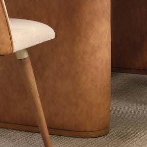 Conjunto de Jantar Mesa Retangular com Vidro Lintz com 8 Cadeiras Dakota - Off White c/ Caramelo