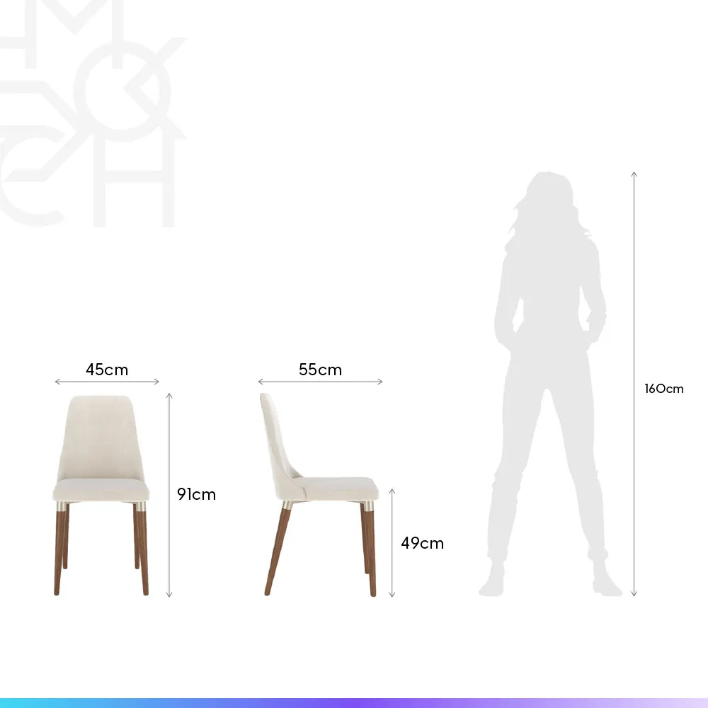 Conjunto de Jantar Mesa Orgânica Kalyx 4 Cadeiras Lara - Champanhe c/ Canella - PU Off White